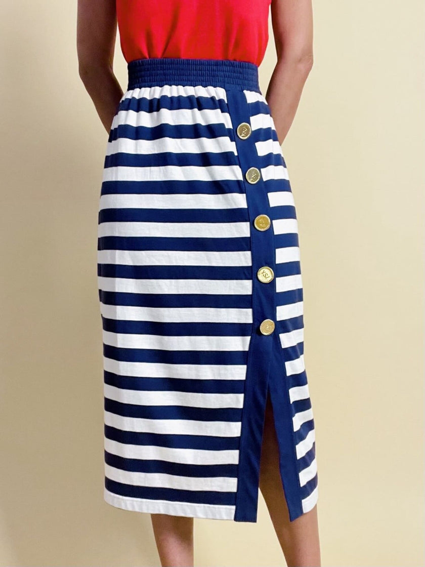 Longuette a righe bianche e blu con bottoni dorati “Yves Saint Laurent”