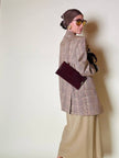 Blazer oversize in fresco di lana principe di Galles beige e marrone Vincam