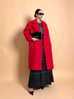 Cappotto in drap di lana rosso vivo