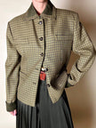 Blazer Byblos in rasato di lana pied de poule beige e verde con riporti verde oliva