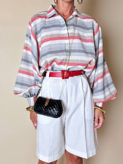 Camicia Yves Saint Laurent a righe multicolori con manica a pipistrello