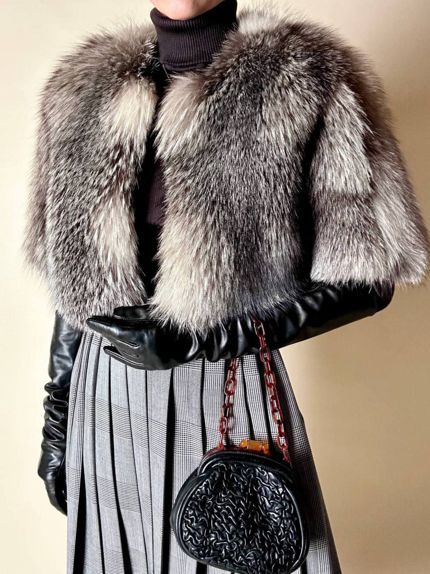 Bolero MSGM in pelliccia di volpe argentata