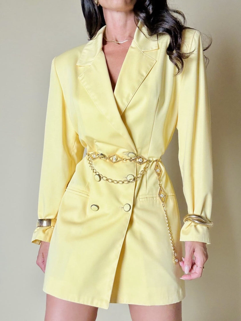 Blazer dress in rasato di lana giallo pastello