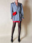 Blazer doppiopetto in rasato di lana grigio “Yves Saint Laurent”