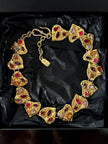 Vintage Yves Saint Laurent Collier mit herzförmigen Elementen und eingefassten, mehrfarbigen Kristallen