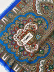 Foulard Yves Saint Laurent in lana leggera blu elettrico fantasia paisley