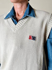 Gilet Valentino Sport in cotone beige con scollo a V logo sul petto