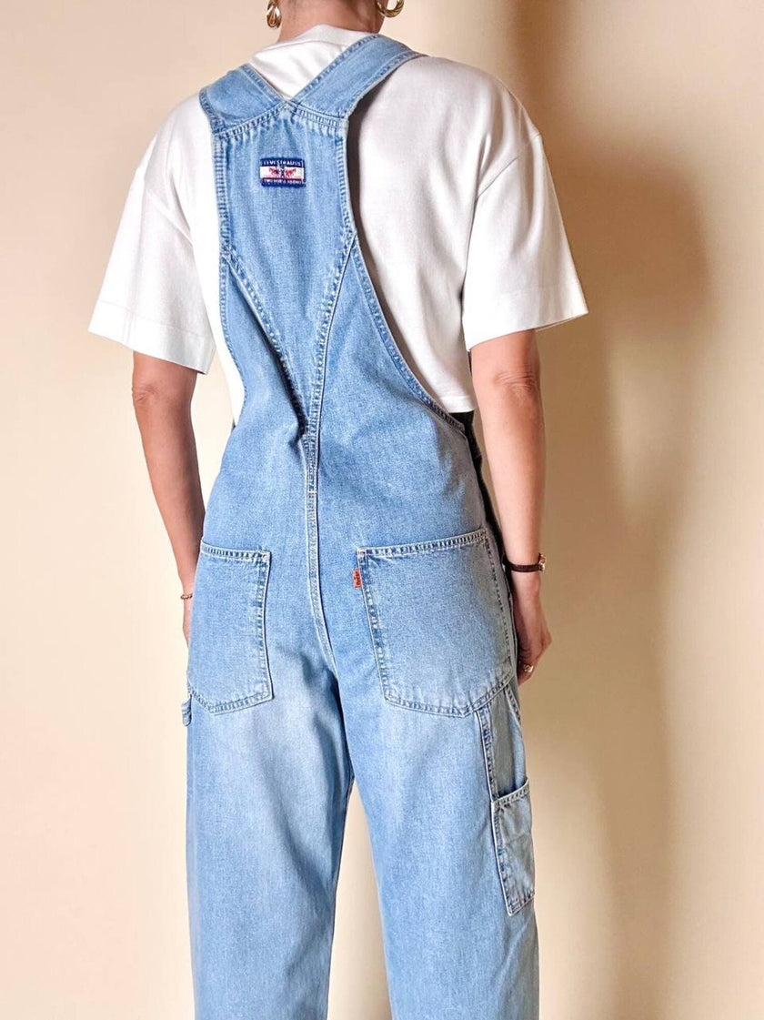 Salopette vintage Levi Strauss orange tab in denim chiaro slavato