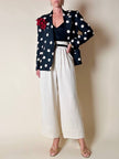 Blazer in seta nera a grandi pois color panna “Genny”
