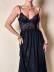 Slip dress nero in pizzo con coppe a balconcino “La Perla”
