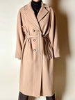 Cappotto vintage Kamaé modello vestaglia in lana e cachemire cammello chiaro