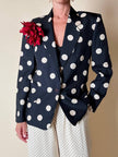 Blazer in seta nera a grandi pois color panna “Genny”