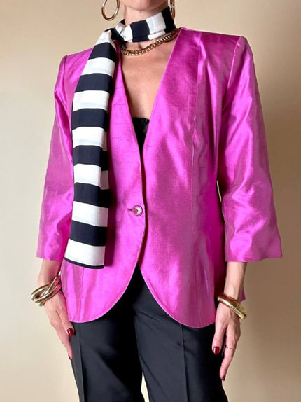 Blazer in shantung di seta ciclamino “Yves Saint Laurent”