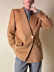 Blazer doppiopetto in lana color biscotto con bottoni dorati “Yves Saint Laurent”