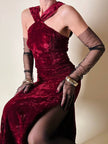 Abito lungo in velluto bordeaux “Evening Chic by Nancy Bracoloni”
