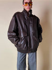 Bomber aviator oversize in pelle testa di moro