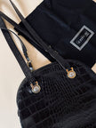 Borsa nera in pelle stampa coccodrillo “Gianni Versace”
