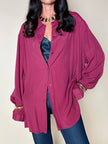 Camicia oversize Fuoriskema in viscosa jacquard color vinaccia