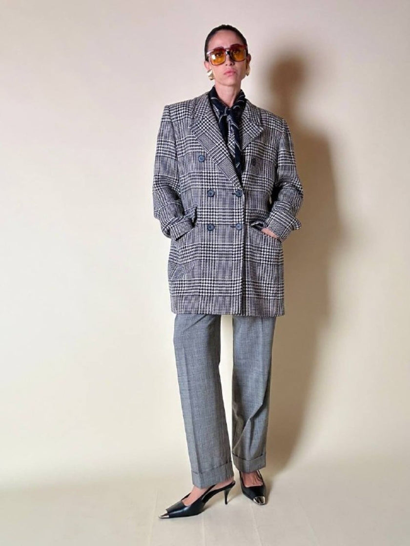 Blazer doppiopetto in lana principe di Galles “Yves Saint Laurent”