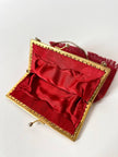 Borsetta vintage di perline rosse con frangia sul fondo