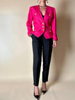 Blazer fucsia con bottoni gioiello dorati in metallo satinato “Yves Saint Laurent”