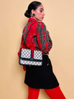 Camicia in taffetà di seta fantasia tartan 