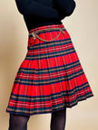 Minigonna a pieghe in lana e cachemire fantasia tartan