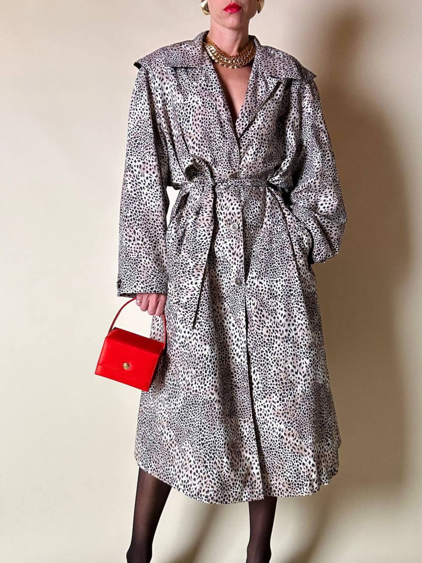 Trench oversize fantasia micro leopardo 