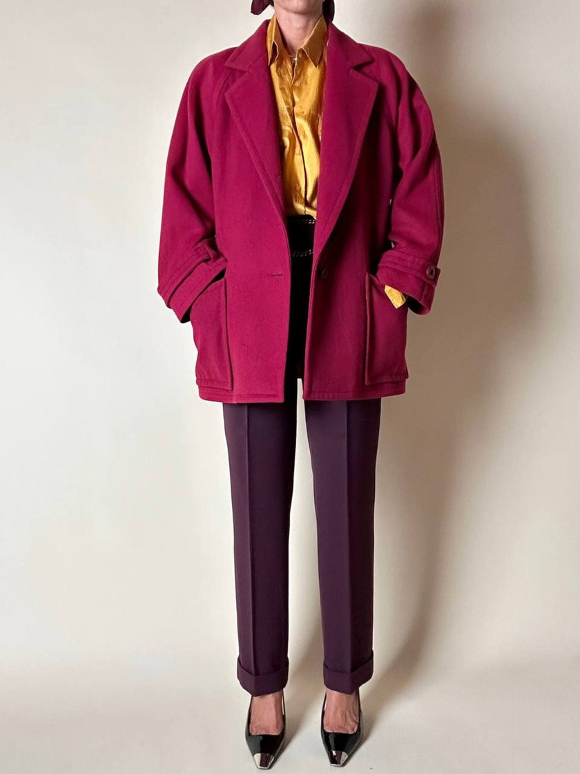 Giaccone Yves Saint Laurent in lana rosso Borgogna