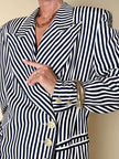 Blazer doppiopetto a righe bianche e blu “Mondí”