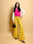 Pantalone a zampa fantasia tartan giallo scuolabus