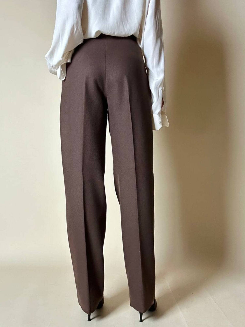 Tailleur giacca/pantalone in lana marrone chiaro “Prestige”