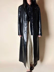 Maxi cappotto vintage in pelle nera semi lucida Vera Pelle