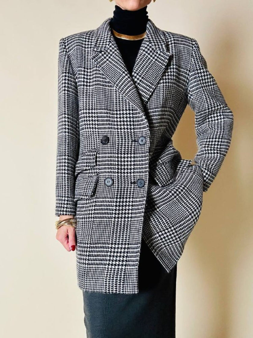 Blazer doppiopetto in lana principe di Galles “Yves Saint Laurent”
