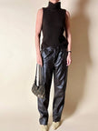 Pantalone vintage in pelle testa di moro
