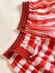 Gonna-pantalone sartoriale in chiffon di seta bianco e rosso a righe