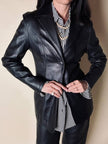 Blazer vintage in pelle nera Blue Deep taglio classico sciancrato