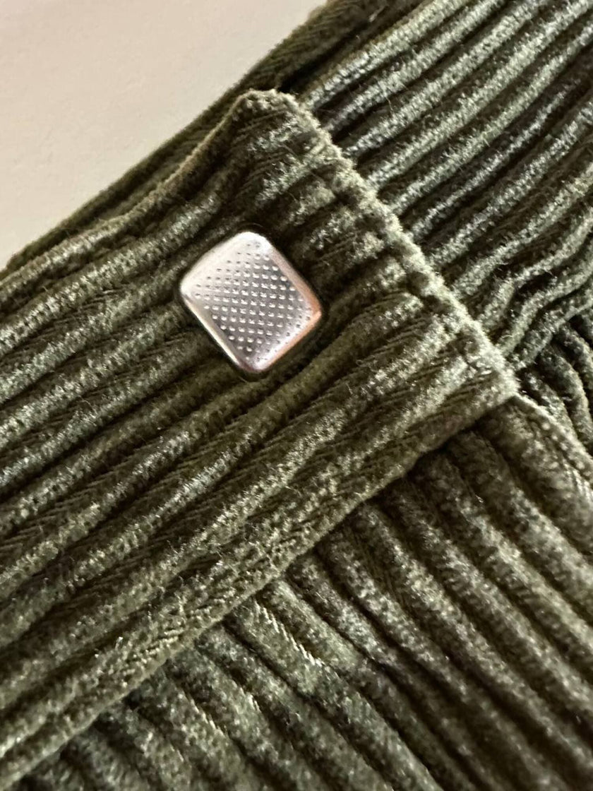 Pantalone a vita alta in corduroy verde oliva Rizzi Sport