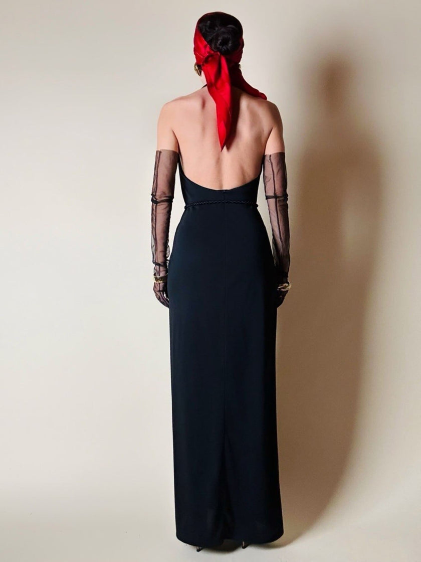 Vintage La Perla floor-length dress with a halter neckline and built-in bodysuit