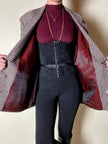 Blazer United Class Coll Colors Benetton in lana pied de poule beige e cioccolato con bottoni berlebeck