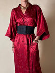 Kimono rosso bordeaux in tessuto Jacquard