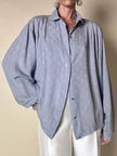 Camicia in seta Jacquard gray con logo YSL allover