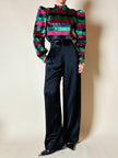 Blusa in lamé goffrato a righe orizzontali multicolor