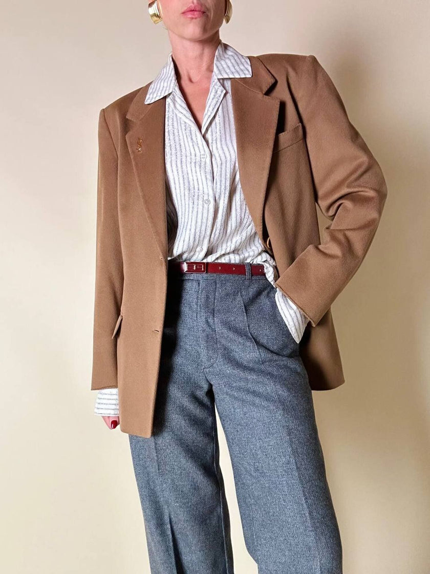 Vintage Max Mara blazer in pure dark camel cashmere