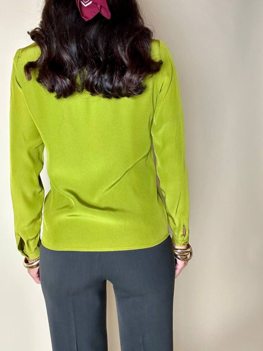 Blusa Yves Saint Laurent Variation in crêpe verde acido
