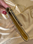 Pochette à lamelles miroirs multicolores avec bandoulière chaîne
