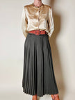 Gonna pantalone plissé Max Mara in satin verde stagno