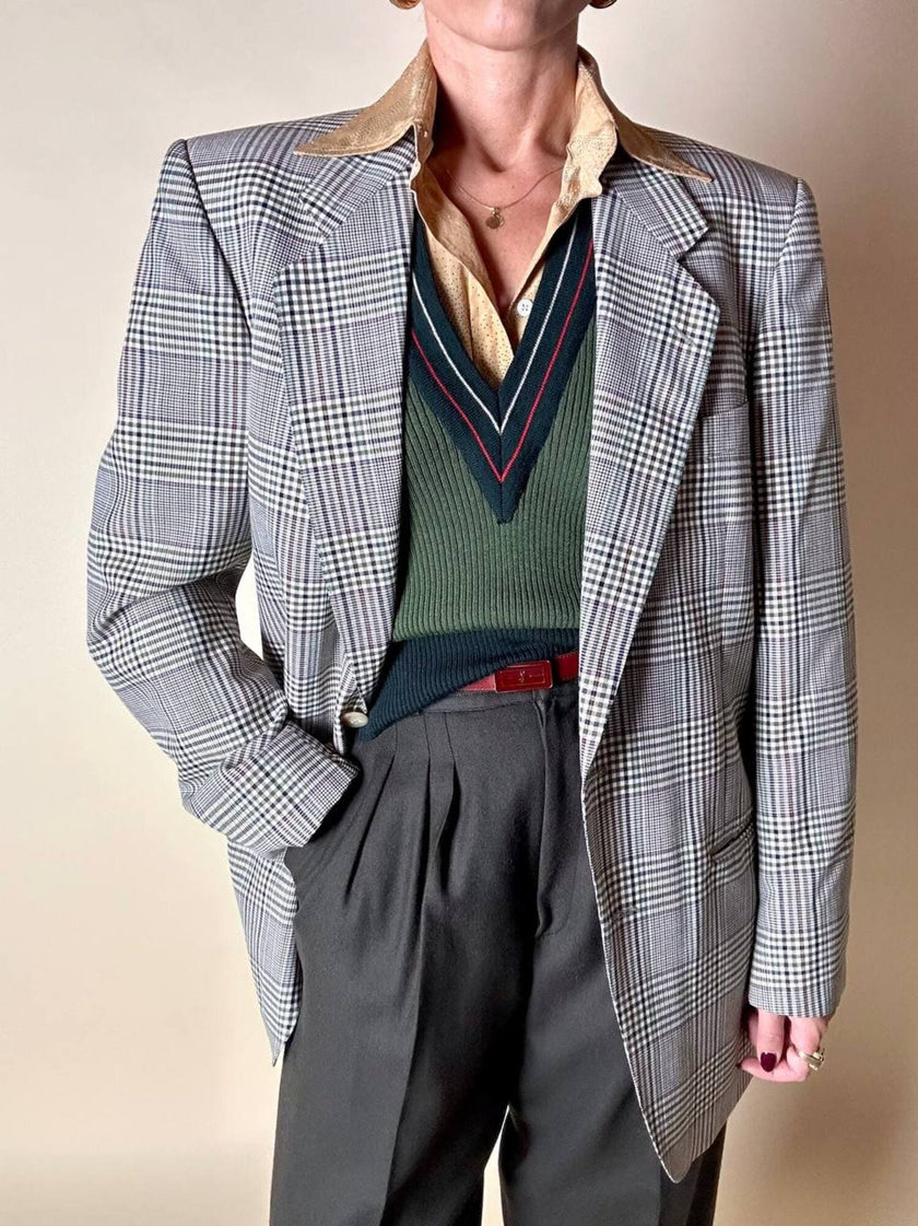 Blazer Yves Saint Laurent in rasato di lana principe di Galles
