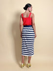 Longuette a righe bianche e blu con bottoni dorati “Yves Saint Laurent”