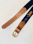 Cintura Valentino Garavani in pelle cuoio e tessuto con ribbons regimental logati